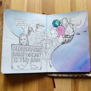 Illustration of protesters marching for the climate